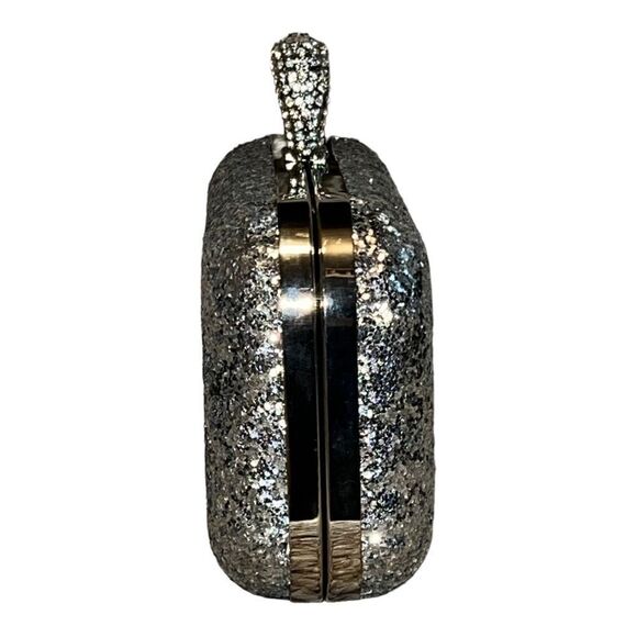 Thirty-One Jewell 14 Diamond Rings Silver Glitter Socialite Evening Clutch Case - Picture 4 of 8